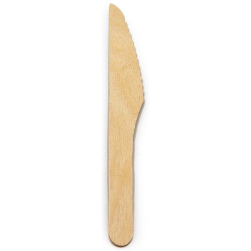 Pack of 150 Disposable 6.5" Natural Birchwood Wooden Knives (Compostable & Biodegradable)