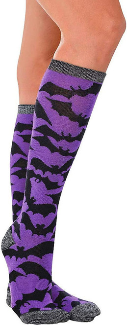 Themed Halloween Socks  One size fits all (14+) (Bats, Knee High)