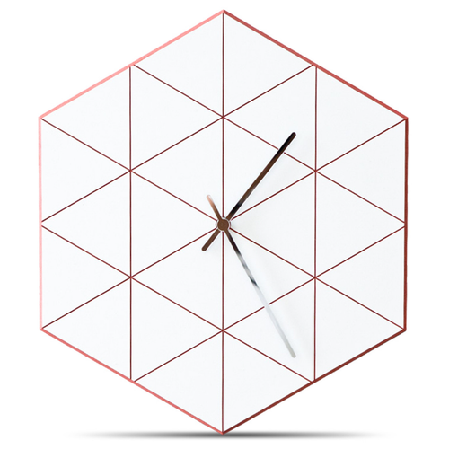 Modern Minimalist Geometric Wall Clock (Red)