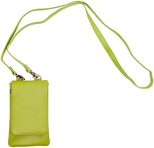Lime Green Genuine Leather Mini Crossbody Wallet Shoulder Night Bag