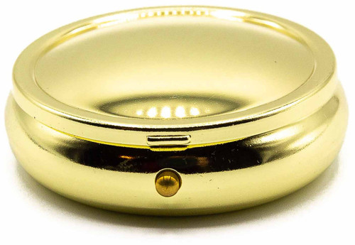 Set of 2 Circular Embossed TripleCompartment Pocket Purse Pill Box & Organizer (Gold Curved)