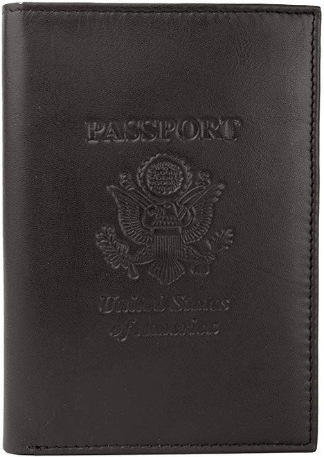 Genuine Large Brown Cowhide Leather Passport Cover Case Holder & Wallet for Men & Women