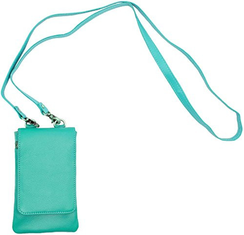 Aqua Green Genuine Cowhide Leather Mini Crossbody Wallet Shoulder Night Bag