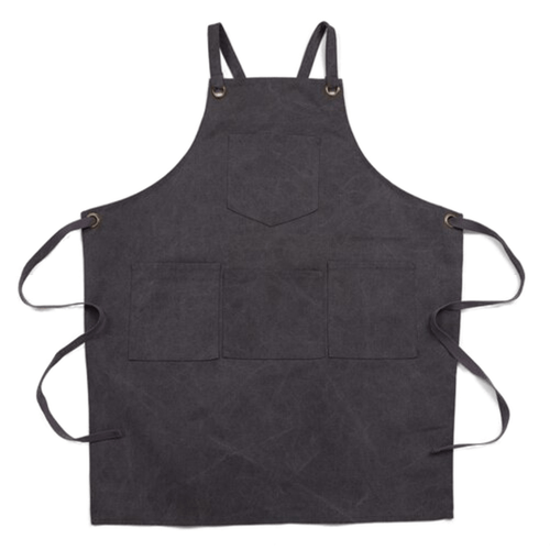 Unisex Cross Back Kitchen Apron With Pockets (Gray  Adult)