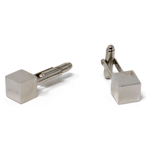 Men's PlatinumPlated Silver Cube Cufflinks in Gift Box