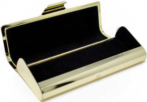 Metallic Hard Shell Gold Crocodile Leather Print Protective Case for Eyeglasses and Sunglasses with Velvet Liner (6 X 2.5 X 1)