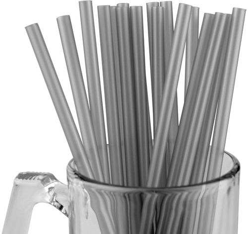 [Wrapped] Made in USA Pack of 250 Silver Smoothie (10" X 0.28") Plastic Drinking Straws (Non-toxic, BPA-free)