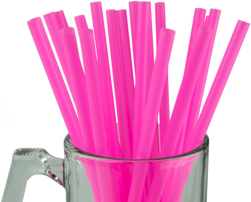 Made in USA Pack of 250 Jumbo Pink (10" X 0.28") Individually Wrapped Plastic Smoothie Drinking Straws (Nontoxic, BPAfree)