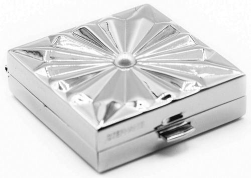 Set of 2 Square Shaped Pocket Purse Pill Box & Organizer (Silver Shimmer)