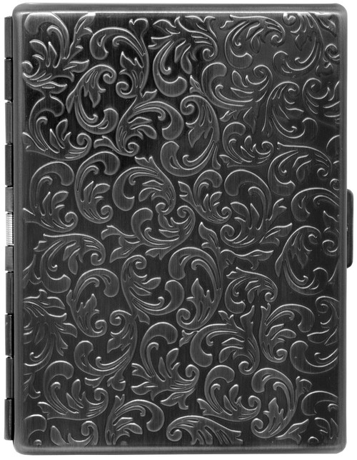 Antique Silver Victorian Compact (9 100s) Etched MetalPlated Cigarette Case & Stash Box