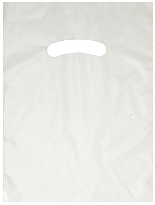 Made In USA Pack of 125 Clear Glossy Plastic Merchandise Bags (9" X 12") With Die Cut Handles