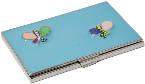 Abstract Butterfly Enameled Slim Business Card Holder