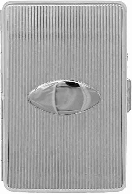 Silver Oval Compact (16 100s) Etched MetalPlated Cigarette Case & Stash Box