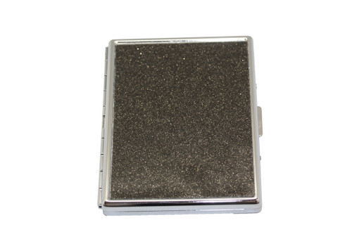 Pewter Glitter Compact (9 100s) MetalPlated Cigarette Case & Stash Box
