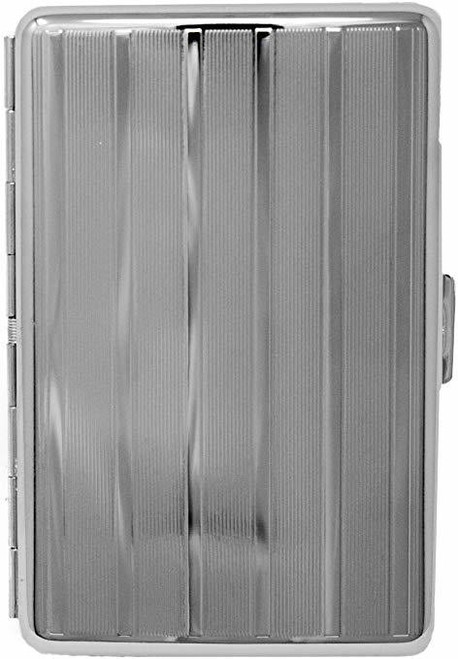 Silver Lines Compact Compact (16 100s) Etched MetalPlated Cigarette Case & Stash Box