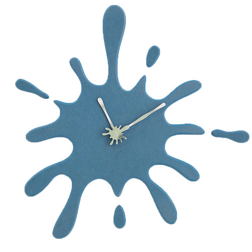 Modern Minimalist Blue Ink Splash Silent Wall Clock (19.5 X 18.8)