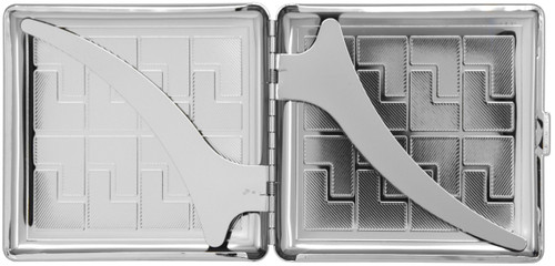 Silver Puzzle Print (Full Pack Kings) MetalPlated Cigarette Case & Stash Box