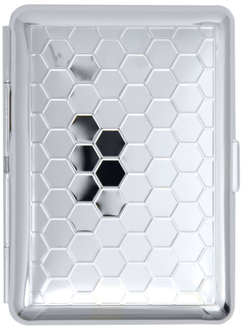 Silver Honeycomb (14 Kings) MetalPlated Elastic Bands Cigarette Case & Stash Box