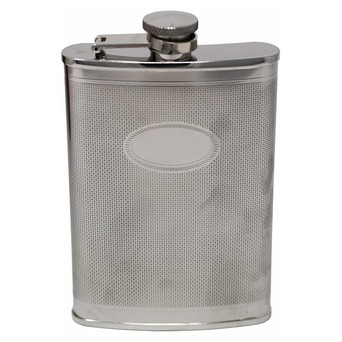 6 oz Pocket Hip Alcohol Liquor Flask in Etched Debonair Print  Made from 304 (18/8) Food Grade Stainless Steel