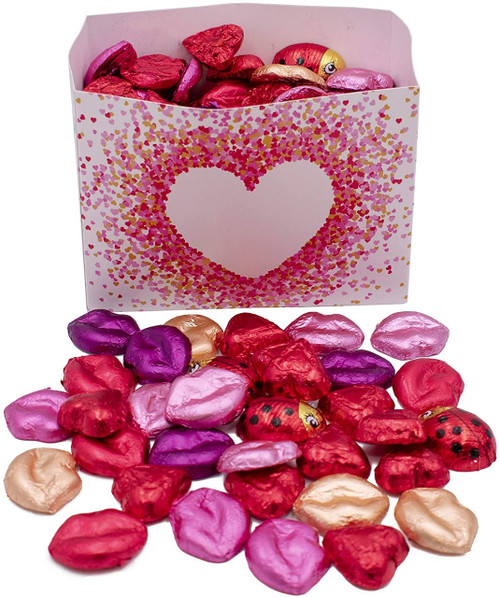 MADE IN USA Individually FoilWrapped Valentine's Day Milk Chocolates (Assorted  2 lb) (White Heart)