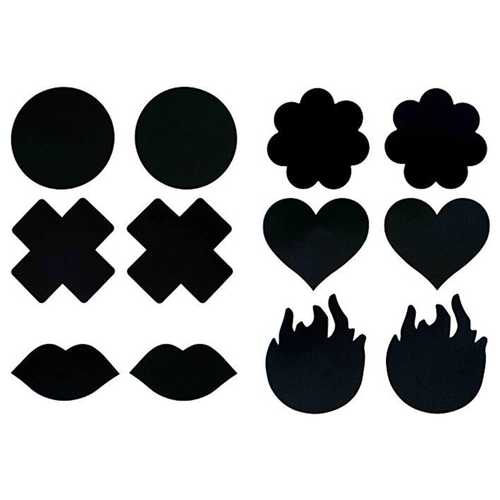 Black (6 Pairs) Disposable Satin Nipple Cover Pasties