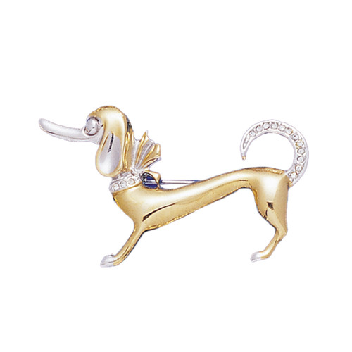 TWO TONE POODLE PIN 18KT Two Tone Plated Pins with Hand Set Swarovski Crystals