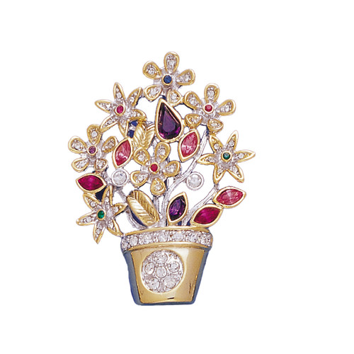 Basket 18KT Two Tone Plated Pins with Hand Set Swarovski Crystals