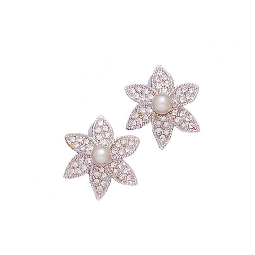 CLIP MATCHES 18KT Two Tone Plated Earrings with Hand Set Swarovski Crystals