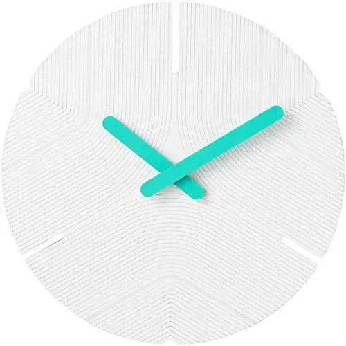Modern Minimalist Hiding White & Teal Green Silent Wall Clock