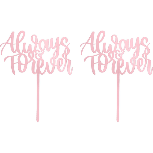 Always & Forever  Love Themed Rose Gold Cake Topper for Proposal, Wedding, Bridal Shower or Anniversary Cake (Pack of 2)