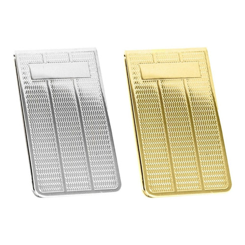 Set of 2 ChromePlated Stainless Steel Money Clip in Silver & Gold (Waves)