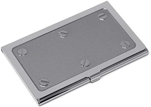 Set of 3 Slim Metal Business Card Case Holders (Silver Industrial)