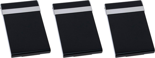 Set of 3 Brushed Metal Business Card Case Holders With Bar Closure Mechanism (Vertical, Gunmetal)
