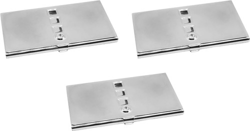 Set of 3 Slim Metal Business Card Case Holders (Mini Window Squares)