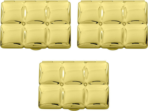 Set of 3 Double Sided Magnifying Rectangular Compact Mirrors Bubble Pattern (Gold)