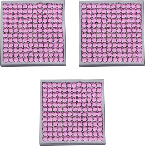 Set of 3 Double Sided Magnifying Square Compact Mirrors With Rhinestones (Pink Rose)