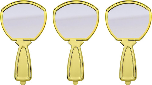 Set of 3 Handheld Magnifying Compact Mirrors With Reflective Metal Finish