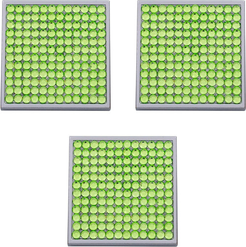 Set of 3 Double Sided Magnifying Square Compact Mirrors With Rhinestones (Mint Green)