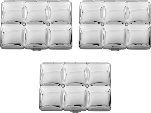 Set of 3 Double Sided Magnifying Rectangular Compact Mirrors Bubble Pattern (Silver)