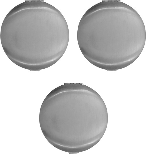 Set of 3 Round-Shaped Double Sided Compact Mirrors With Brushed Metal Finish (Silver)