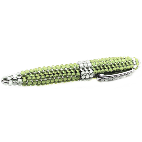 Genuine Swarovski Peridot Crystal Covered Medium Point Ballpoint Pen