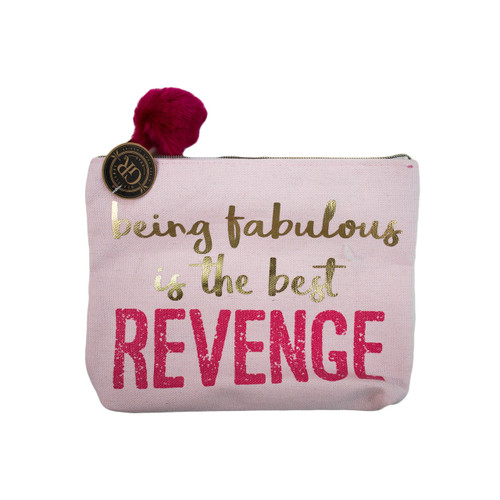 Being Fabulous is the Best Revenge  Cotton Canvas Makeup Bag Travel Pouch With Zipper (6" X 8.5")