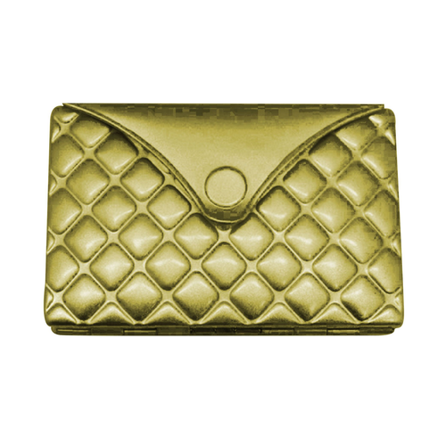 GOLD QUILTED CARD/CIG CASE W/MIRROR