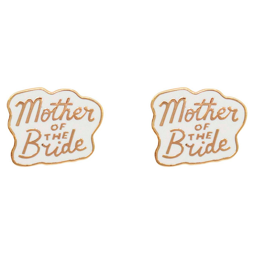 Set of 2 Rose Gold "Mother of the Bride" Enamel Lapel Pins (0.75" X 0.9")