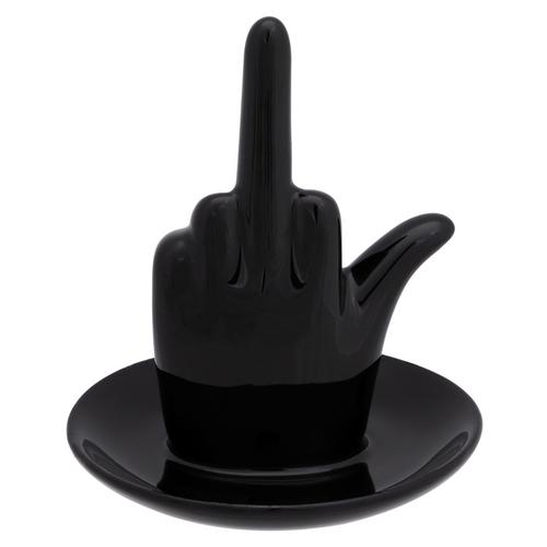 Black Ceramic Middle Finger Jewelry Ring Dish Tray