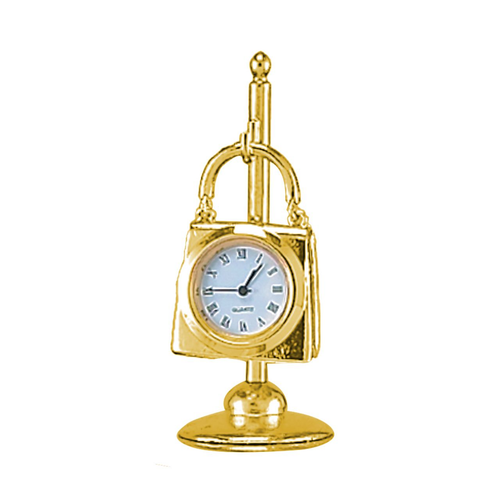 HANDBAG ON HOOK DESK CLOCK GOLD