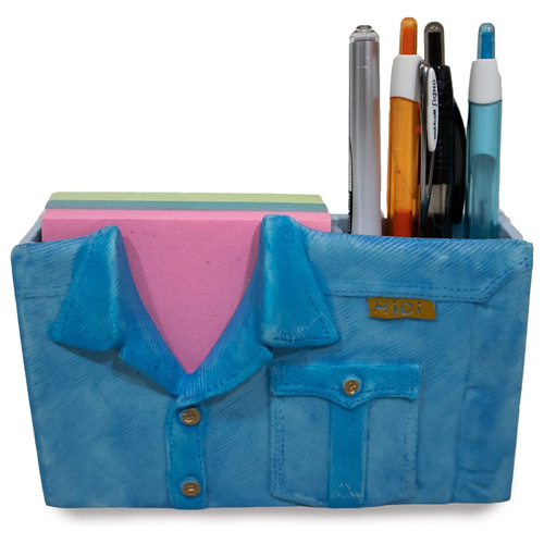 Ceramic Denim ShirtShaped Pen Holder Cup & Desk Organizer With Memo Pad Slot