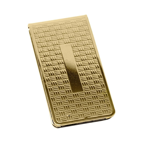 Set of 2 ChromePlated Stainless Steel Money Clips in Gold (Cross Pattern)
