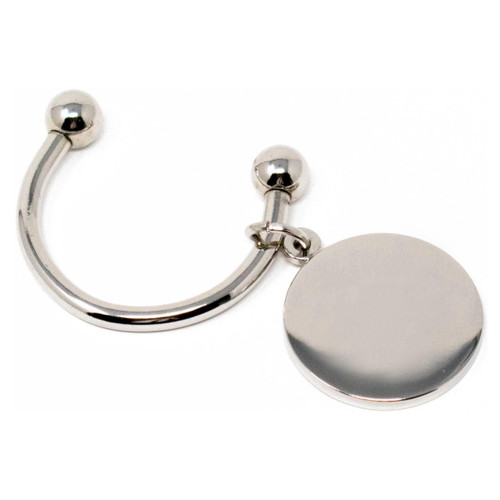 Silver Round Horseshoe Screwball Keychain with SingleSide EasyOpen Key Holder