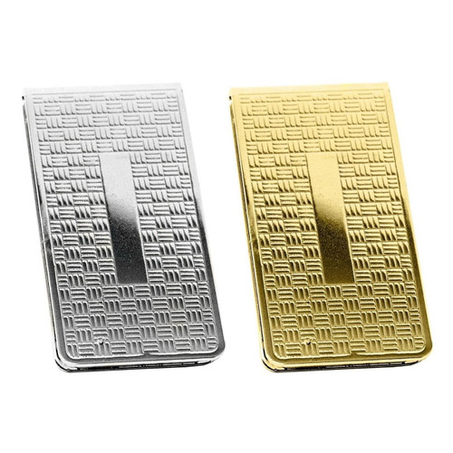 Set of 2 ChromePlated Stainless Steel Money Clip in Silver & Gold (Cross Pattern)
